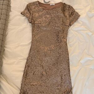 Tobi Shimmering Gold Sequin Mini Dress